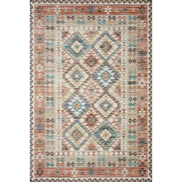 LOLOI II Zion Ivory/Multi 7 ft. 6 in. x 9 ft. 6 in. Southwestern Tribal Printed Runner Rug