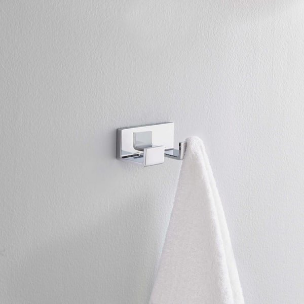 Vero Double Towel Hook Bath Hardware Accessory in Polished Chrome