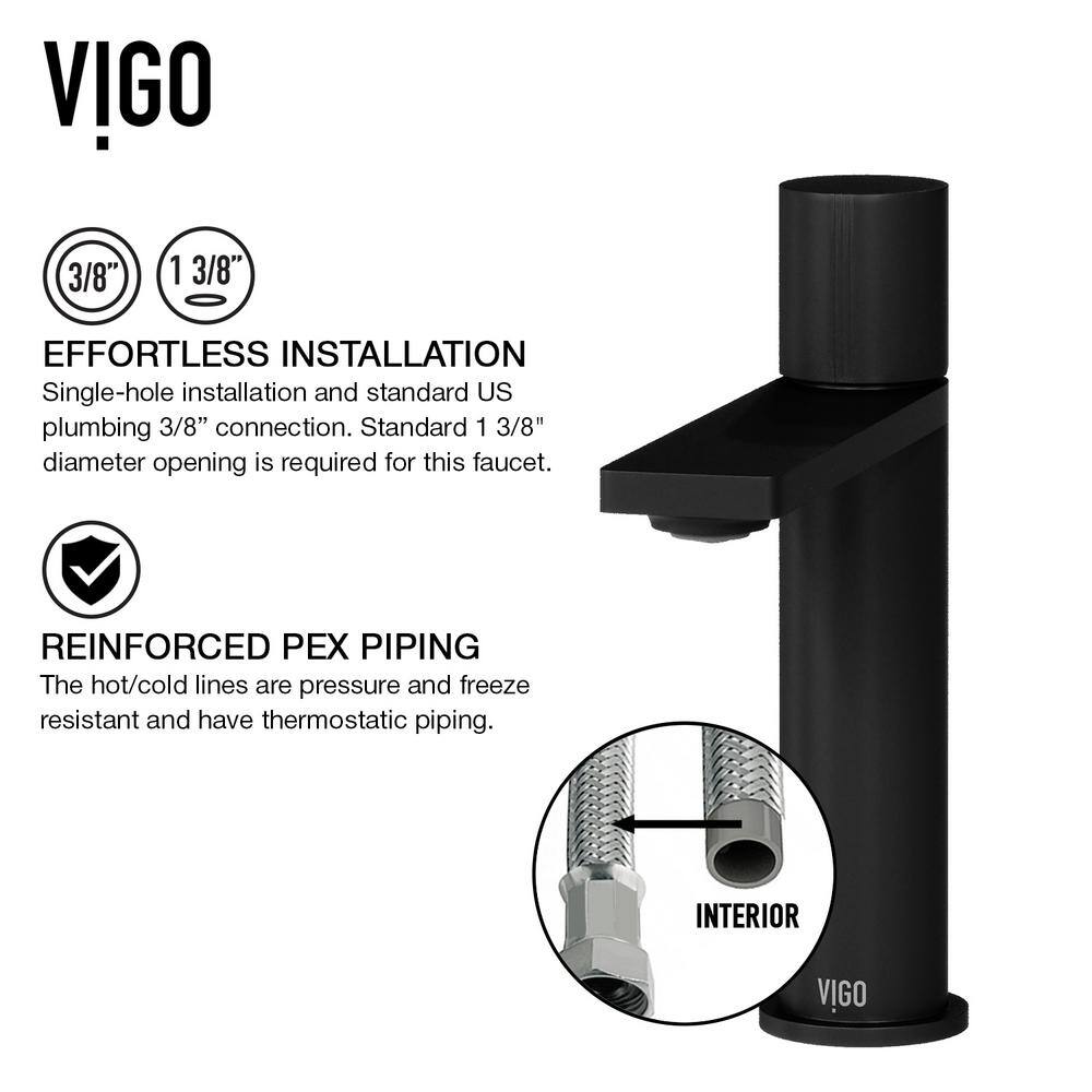 VIGO Halsey Matte Black Solid Brass Single-Hole Bathroom Faucet