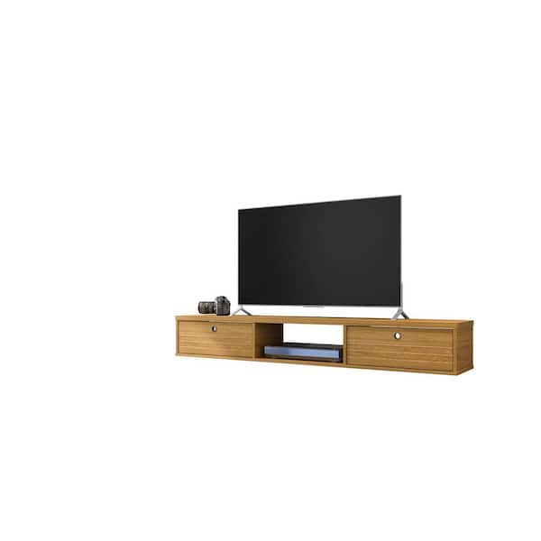 Luxor Liberty 63 in. Cinnamon Particle Board Floating Entertainment Center Fits TVs Up to 60 in. with Storage Doors