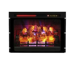 28 in. 1500W Recessed Electric Fireplace in Black with Multicolor Flame