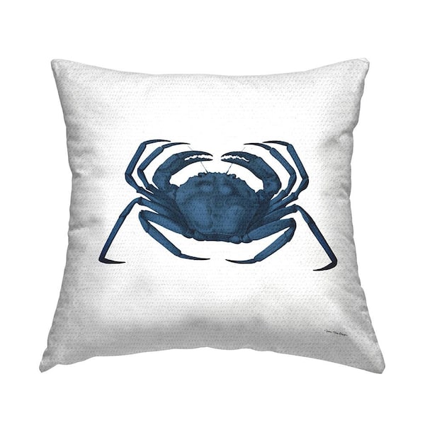Casual Deep Blue Crab Marine Beach Life Blue Square Outdoor Throw Pillow