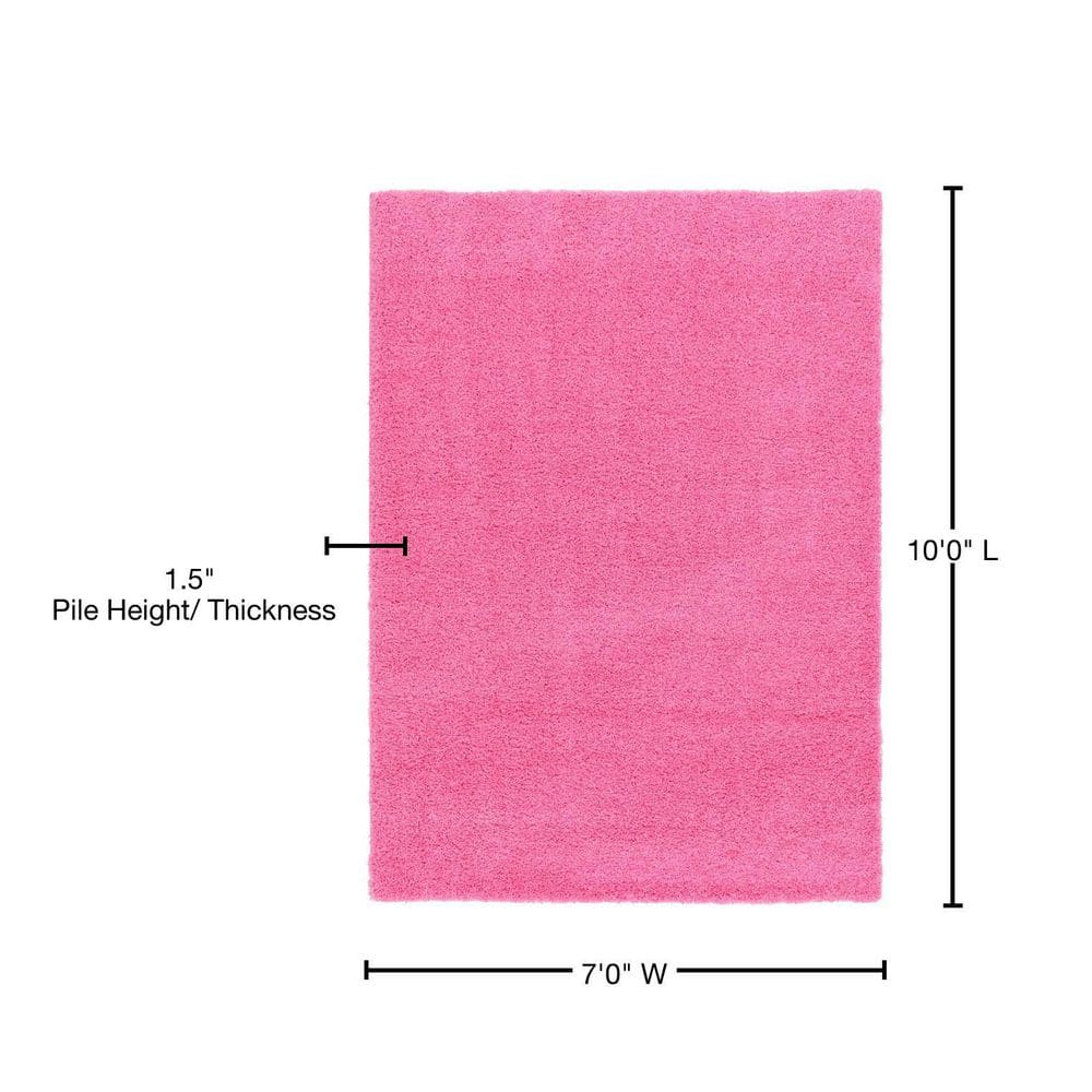 Taffy Pink Plush Rectangular Shag Area Rug for Easy Care