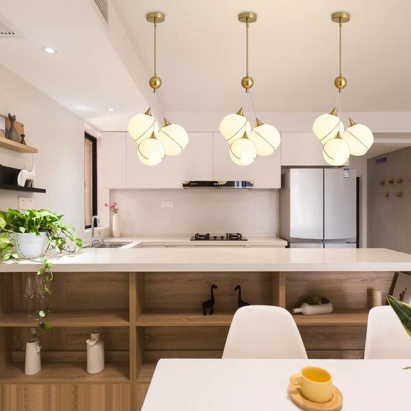 Deyidn Modern 3-Light Gold Chandelier Height Adjustable with