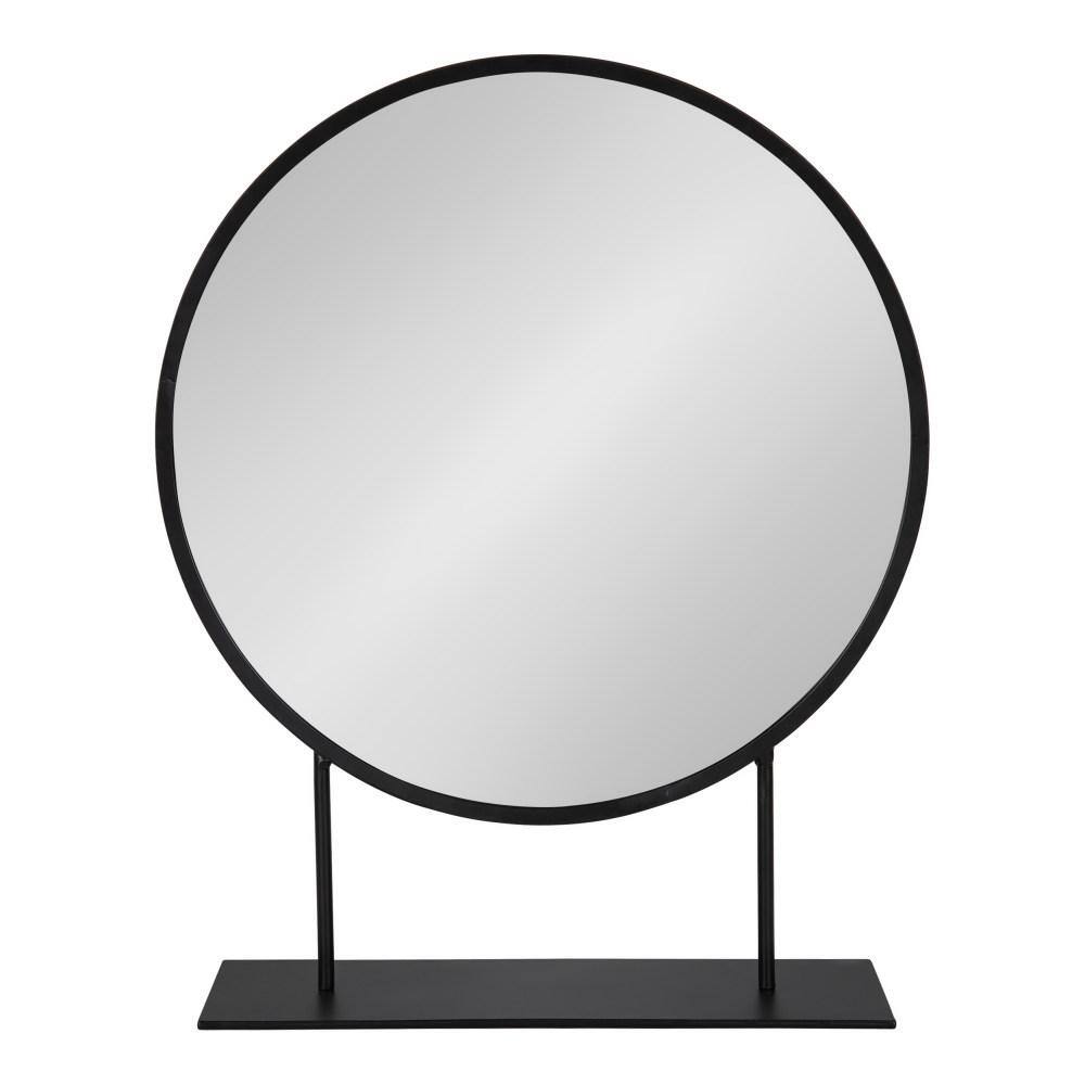 Rouen Modern Glam 18" Round Black Metal Frame Vanity Mirror