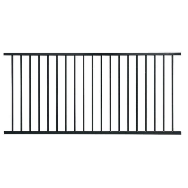 First Alert Pro Series 3 ft. H x 8 ft. W Black Galvanized Steel 2-Rail Fence Panel (2-pack)