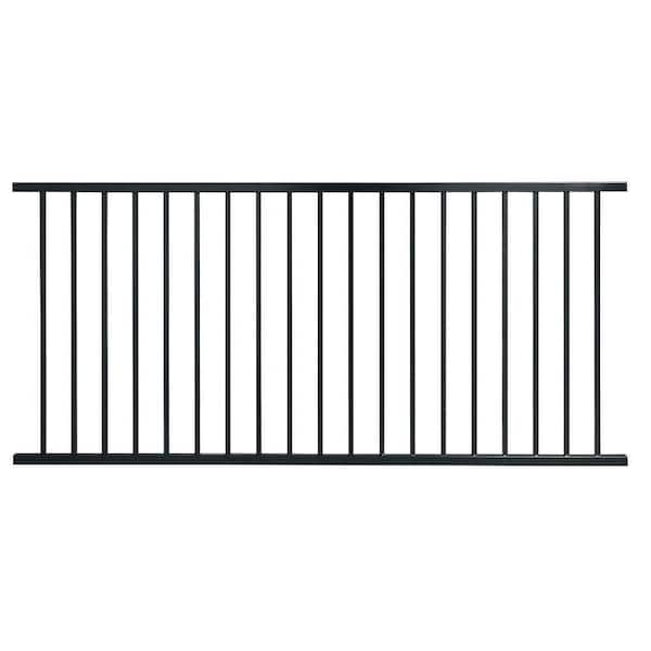 First Alert Premium Series 4 ft. H x 8 ft. W Black Galvanized Steel 2-Rail Fence Panel