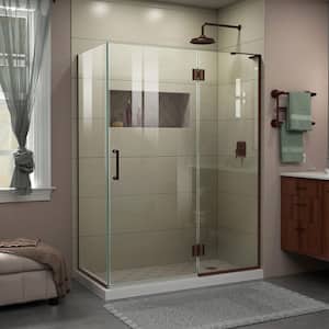 Unidoor-X 47-3/8 in. W x 34 in. D x 72 in. H Frameless Hinged Shower Enclosure in Oil Rubbed Bronze