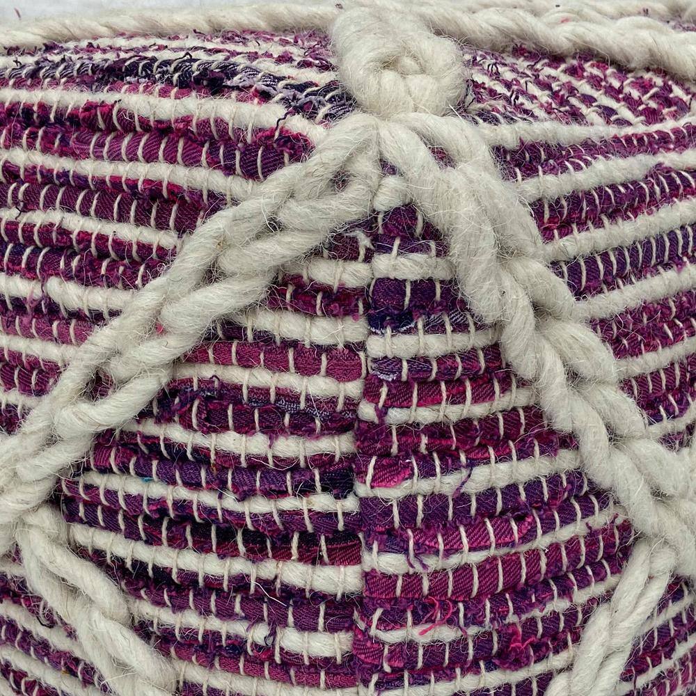 Cowan 20" Contemporary Square Pouf in Magenta and Natural