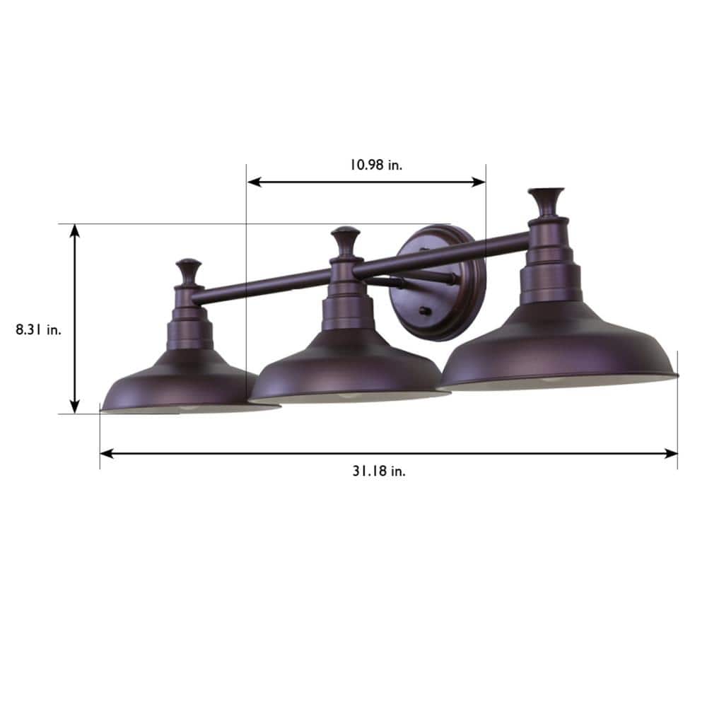 Kimball Textured Coffee Bronze 3-Light Industrial Vanity Light