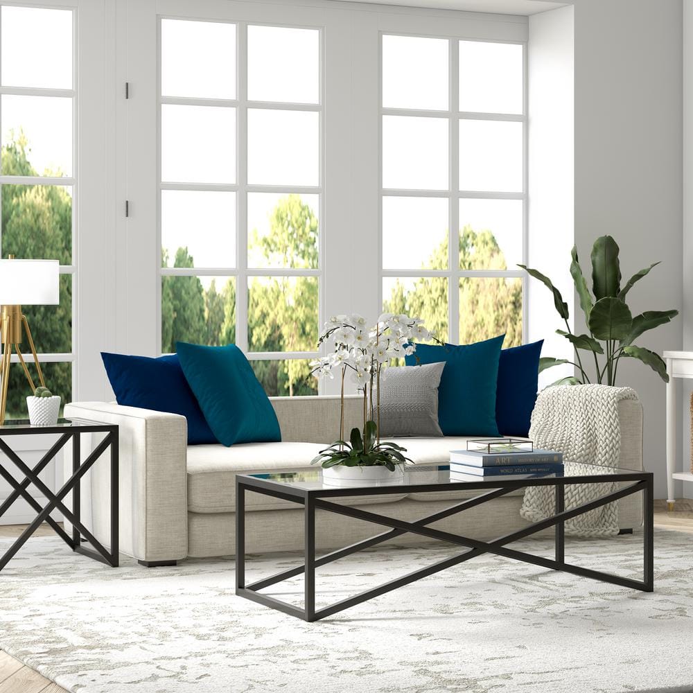 Calix 54" Blackened Bronze Rectangular Glass Coffee Table