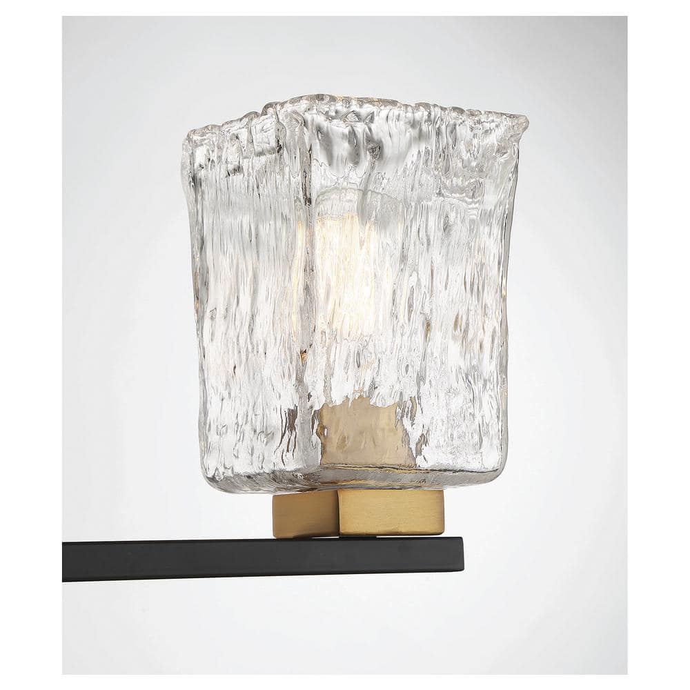 Sidney Matte Black and Brass 3-Light Bathroom Vanity