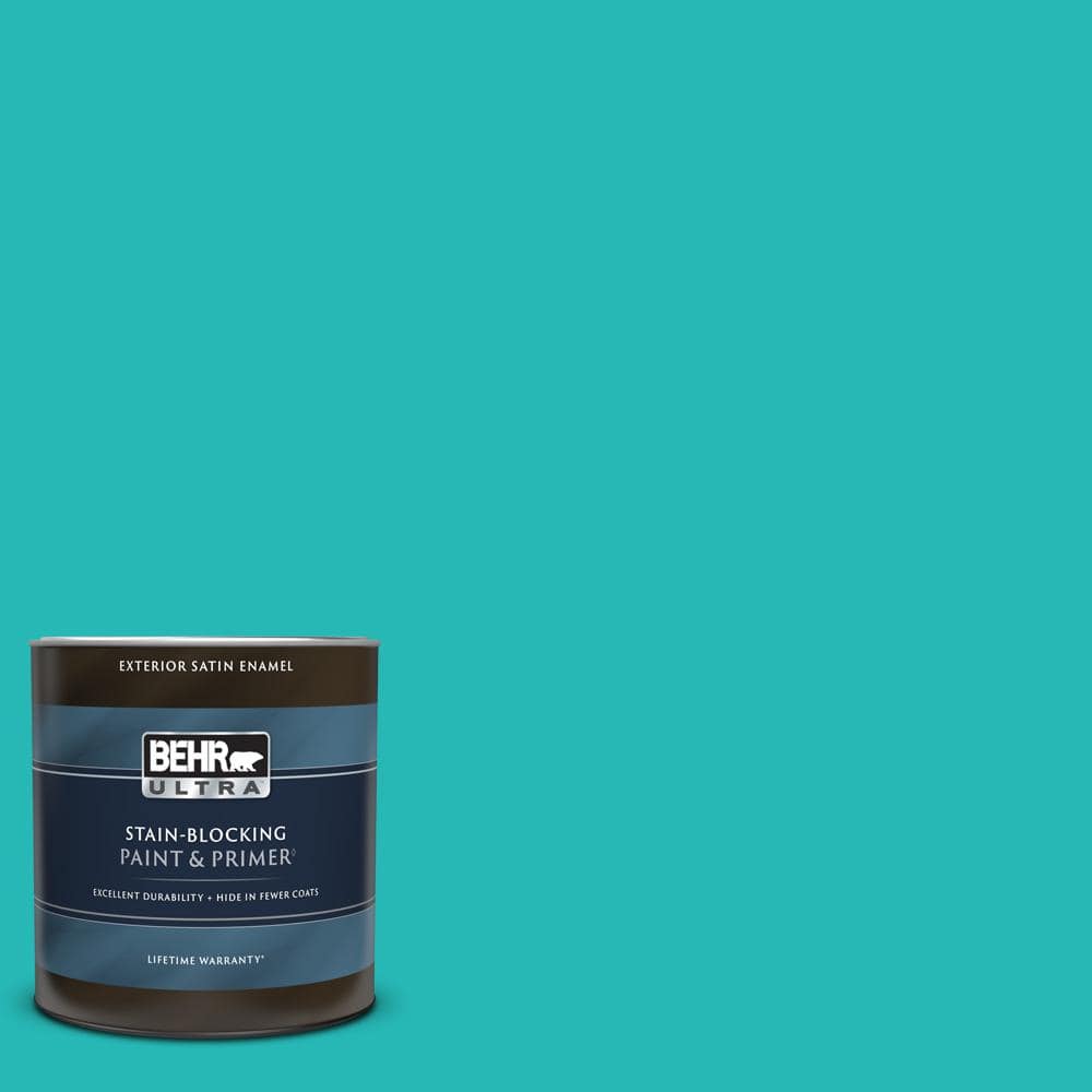 BEHR MARQUEE 1 gal. #MQ4-21 Caicos Turquoise One-Coat Hide Satin Enamel Interior Paint & Primer