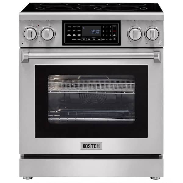 Tilt Panel 30 in. 5 Burner Elements Freestanding Electric Range with 4.8 cu. ft. Air Fry Conv. Oven in Stainless Steel