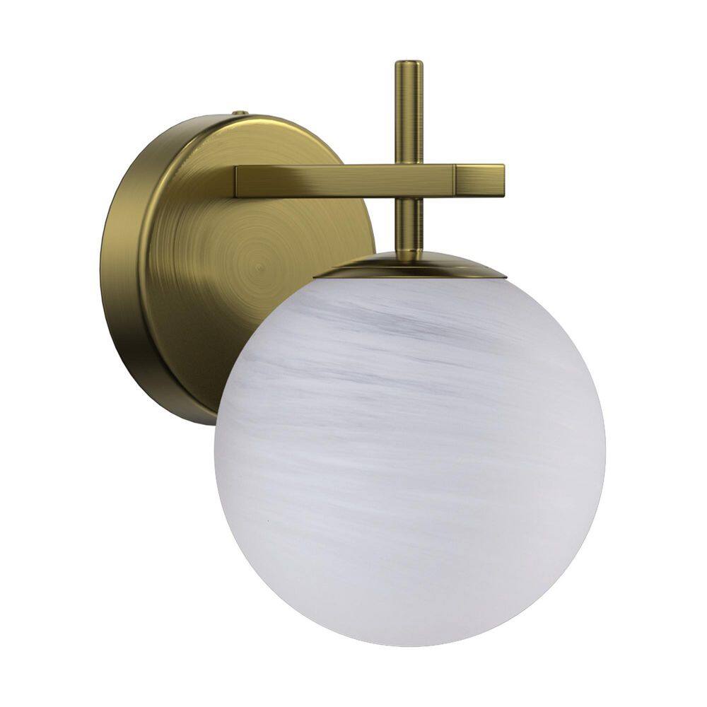 8.75 in. 1 Light Dimmable Brass Metal Indoor Wall Sconce With Round Shape Cloud Glass Shade price history on PriceWatchPro