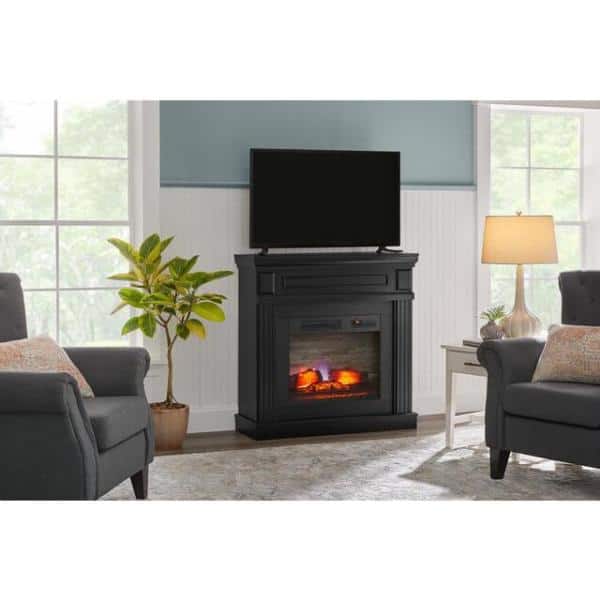 StyleWell Grantley 41 in. W Freestanding Electric Fireplace Mantel in Black