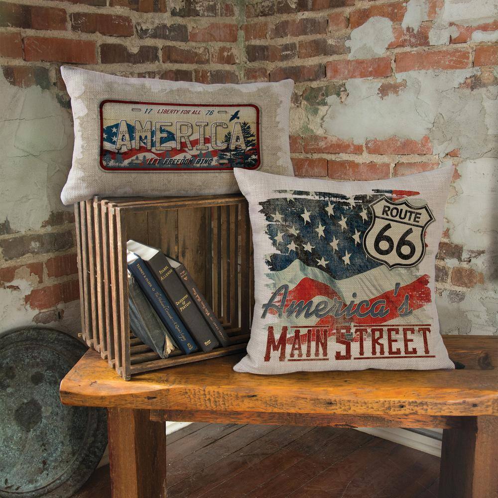Heritage Lace American Spirit Route 66, 18 in. x 18 in. Oyster Pillow