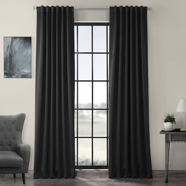 Exclusive Fabrics & Furnishings Jet Black Rod Pocket Room Darkening Curtain - 50 in. W x 108 in. L (1 Panel)