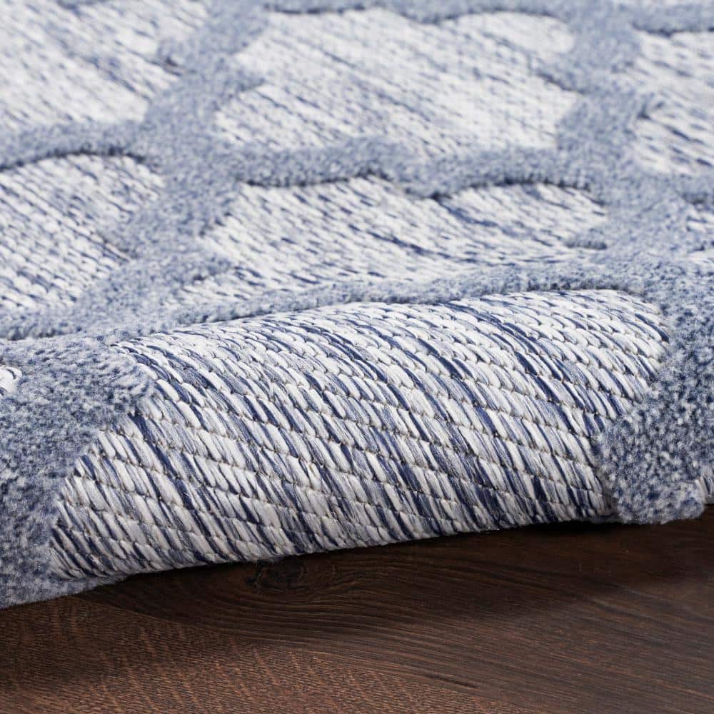 Denim Blue Trellis 8' x 10' Reversible Synthetic Area Rug