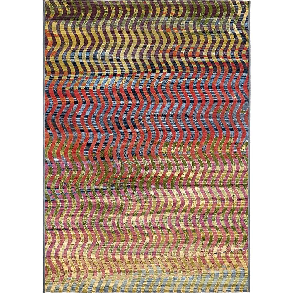 Outdoor Wavy Multi 4' 0 x 6' 0 Area Rug price history on PriceWatchPro