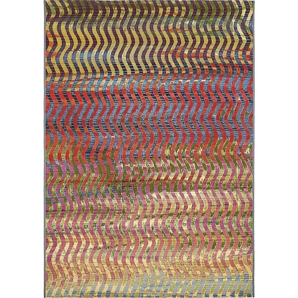 Outdoor Wavy Multi 4' 0 x 6' 0 Area Rug