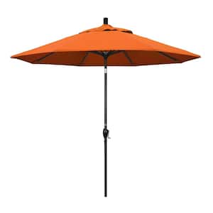 9 ft. Black Aluminum Pole Market Aluminum Ribs Push Tilt Crank Lift Patio Umbrella in Tuscan Sunbrella