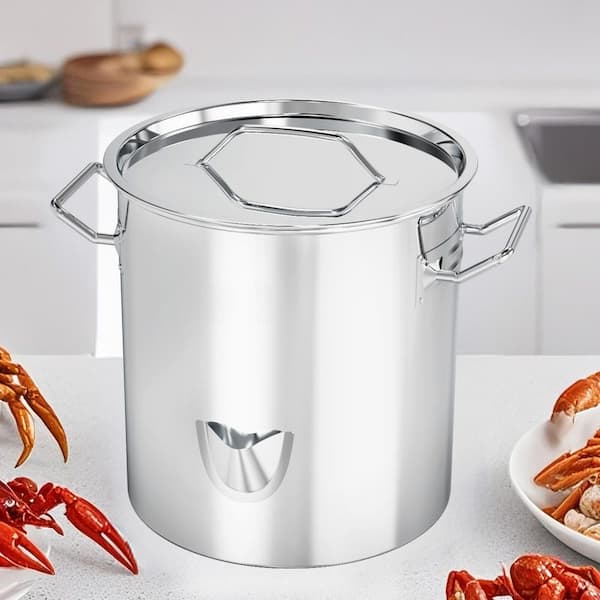 20 qt. Stainless Steel Steamer Pot Stock Pot with Water Fill Spout, Divider and Rack