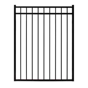Athens Flat Top and Bottom Design 4 ft. W x 4 ft. H Gloss Black Aluminum Fence Gate