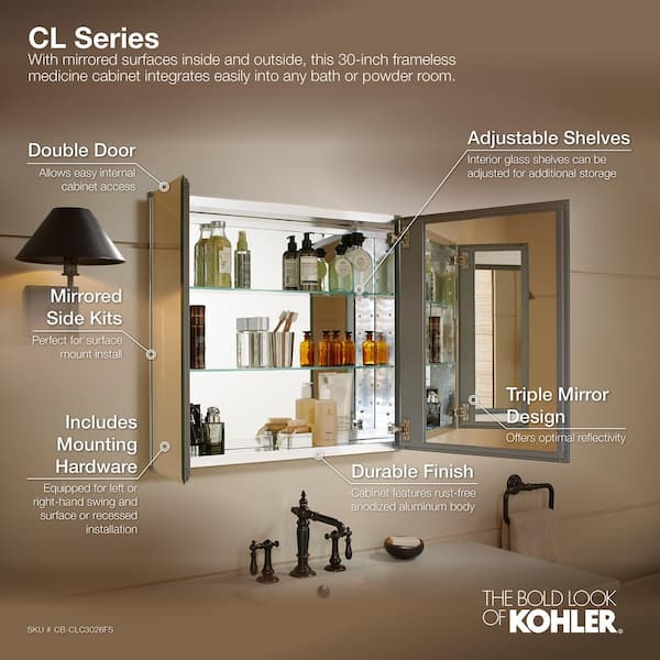 Kohler 30 In W X 26 H Two Door, Replace Bathroom Medicine Cabinet Mirror