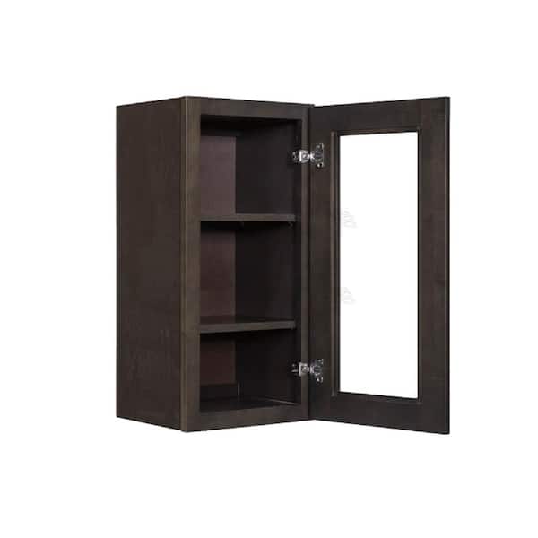 LIFEART CABINETRY Lancaster Shaker Assembled 12 in. x 30 in. x 12 in. Wall Mullion Door Cabinet with 1 Door 2 Shelves in Vintage Charcoal