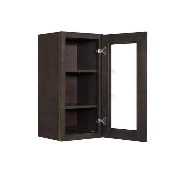 LIFEART CABINETRY Lancaster Shaker Assembled 15 in. x 30 in. x 12 in. Wall Mullion Door Cabinet with 1 Door 2 Shelves in Vintage Charcoal