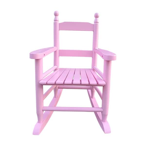 Zeus & Ruta Children's Durable Light Pink Wood Indoor or Outdoor Rocking Chair Suitable for Kids