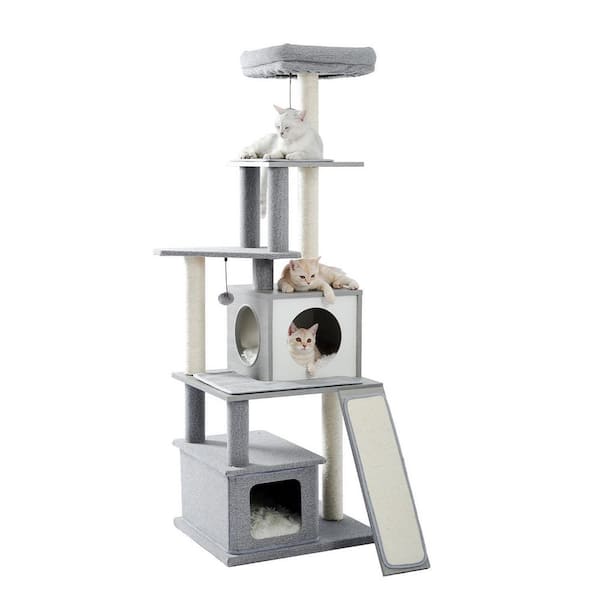cenadinz Modern Wood Cat Tree Cats Multi Floor Large Play Tower Sisal Scratching Post Kitten Furniture Activity Centre