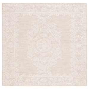 Abstract Ivory/Beige 6 ft. x 6 ft. Modern Medallion Square Area Rug