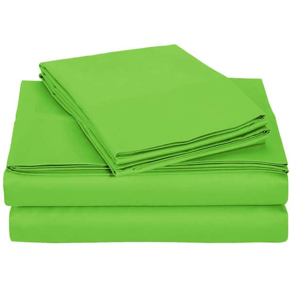 Monroe Solid 4-Piece Microfiber Lime Queen Sheet Set