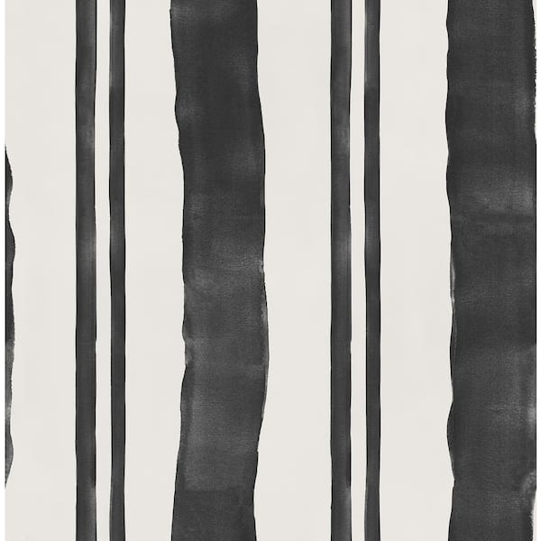 RoomMates Mr. Kate Winston Watercolor Stripe Black Peel and Stick Wallpaper