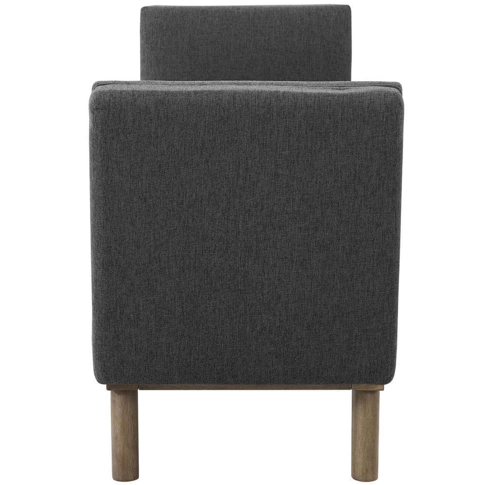 Haven Gray Tufted Upholstered Fabric Accent Bench