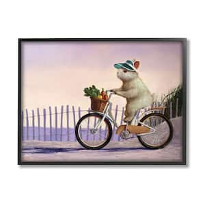 "Bunny Rabbit on Bike by Nautical Beach" by Lucia Heffernan Framed Animal Wall Art Print 16 in. x 20 in.