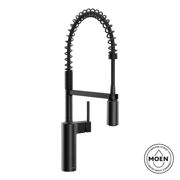 Inara Matte Black 23.17 in. H Spring Pull Down Kitchen Sprayer Faucet with 360° Spout Swivel and PowerBoost