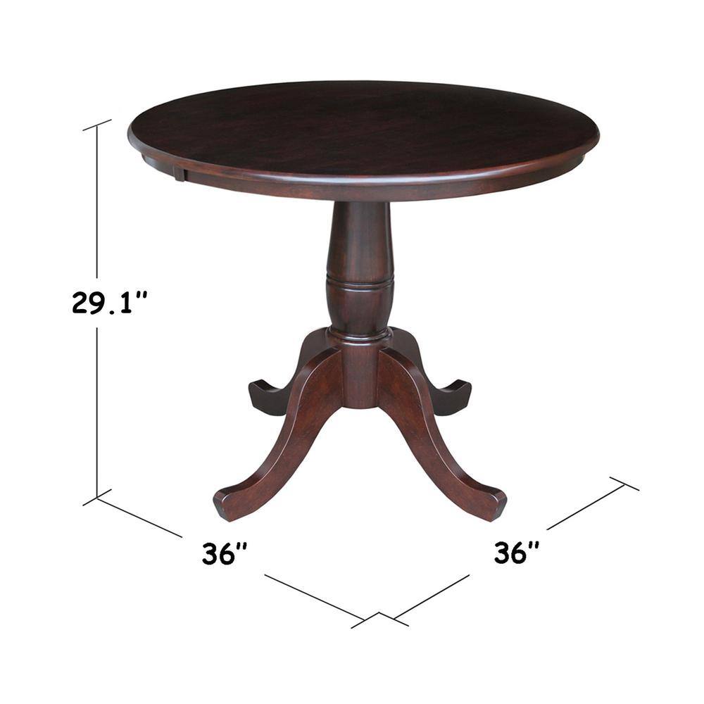 Farmhouse Elegance 38" Round Solid Wood Dining Table in Rich Mocha