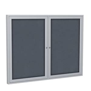 3 x 4 ft.  Fabric Enclosed Bulletin Board, 2 Door, Satin Aluminum Frame, Gray