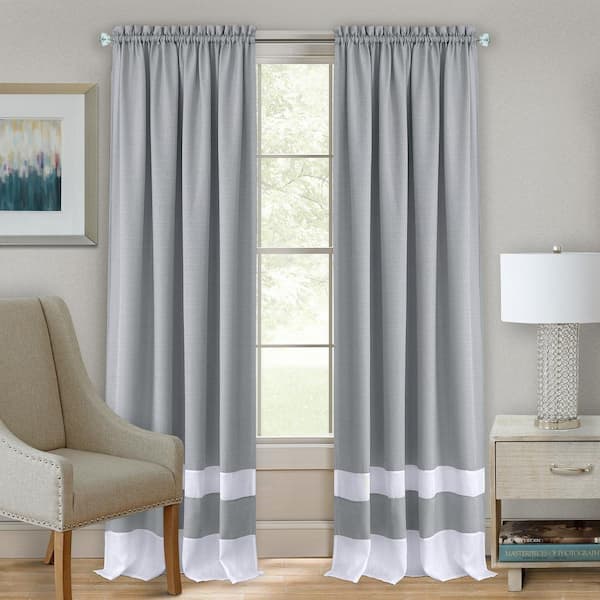ACHIM Darcy 52 in. W x 84 in. L Polyester Light Filtering Window Panel in Grey/White