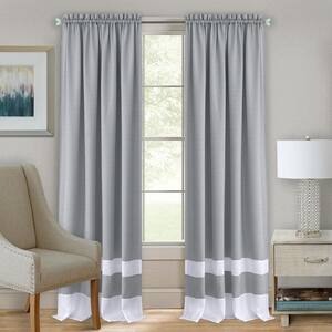 Darcy 52 in. W x 63 in. L Polyester Light Filtering Window Panel in Grey/White