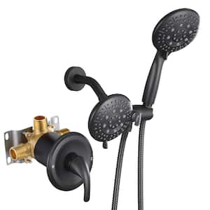 2 IN 1 Single-Handle 5-Spray Shower Faucet with 4.7 in. Wall Mount Dual Shower Heads in Matte Black (Valve Included)