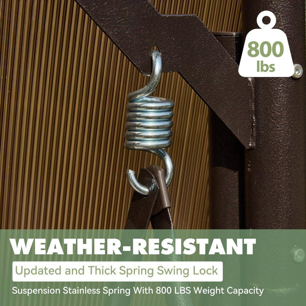 Beige Cushioned 3-Person Steel Porch Swing with Adjustable Canopy