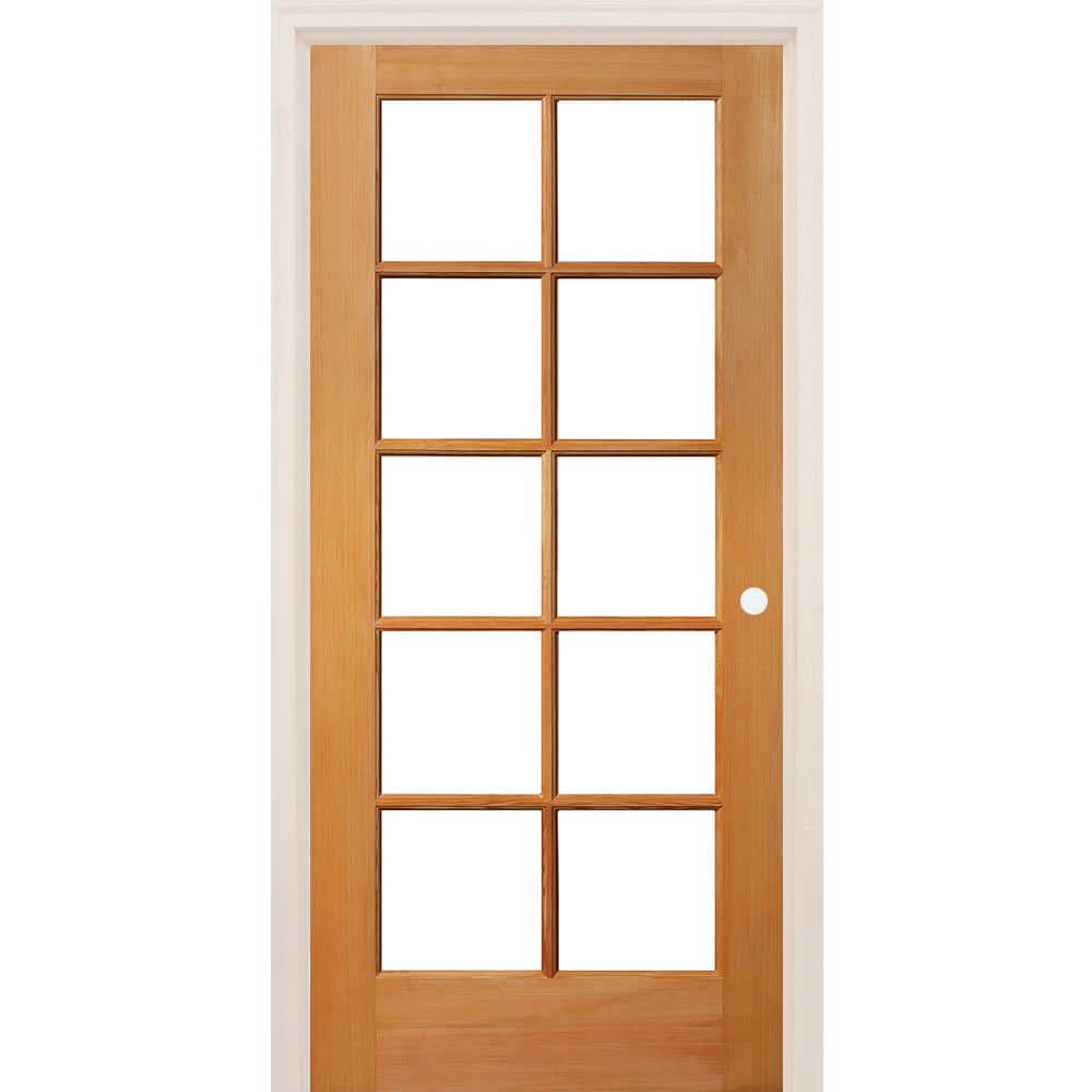 24 in. x 80 in. Left-Handed 10-Lite Clear Glass Unfinished Fir Wood Single Prehung Interior Door price history on PriceWatchPro