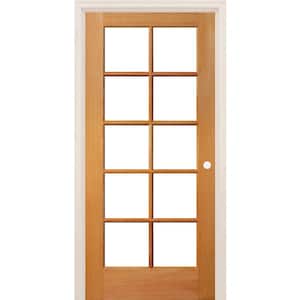24 in. x 80 in. Left-Handed 10-Lite Clear Glass Unfinished Fir Wood Single Prehung Interior Door