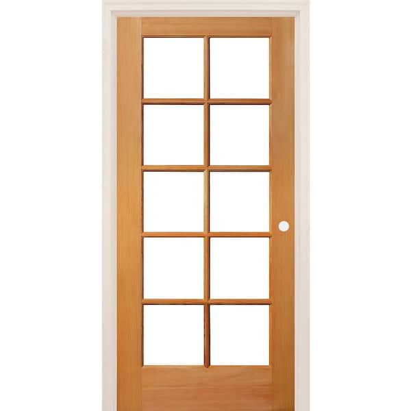 Builders Choice 24 in. x 80 in. Left-Handed 10-Lite Clear Glass Unfinished Fir Wood Single Prehung Interior Door