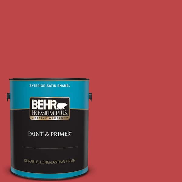 BEHR PREMIUM PLUS 1 gal. Home Decorators Collection #HDC-FL13-1 Glowing Scarlet Satin Enamel Exterior Paint & Primer