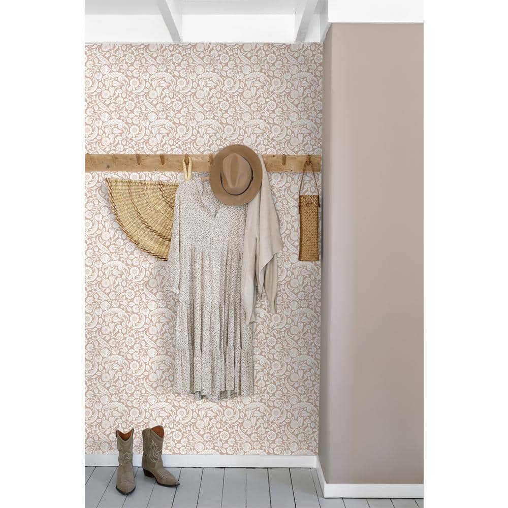 Cordelia Pink and White Non-Woven Floral Wallpaper Bolt